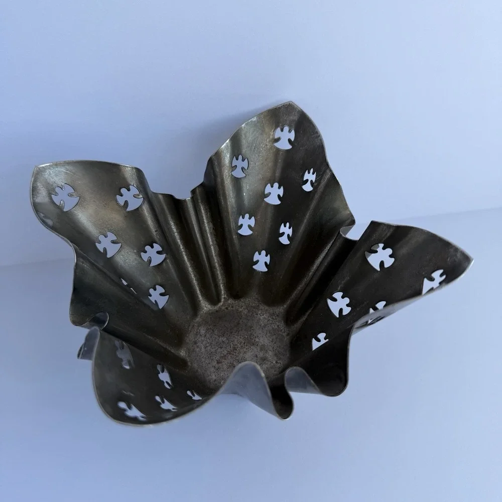 Vtg Silverplated Votive Candle Holder Angel‎ Cutouts Christmas Whimsical *Wear*
